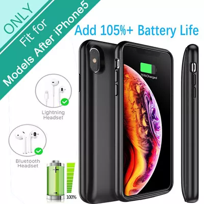 Rechargeable External Battery Case Charger Case  For Phone I5/6/7/8/Xs/Xr/Xs Max • £19.19