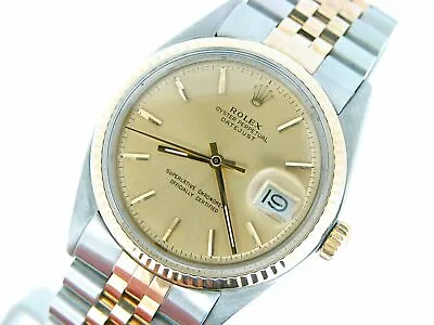 Rolex Datejust Mens 2Tone Stainless Steel Yellow Gold Watch Champagne Dial 1601 • $4319.98