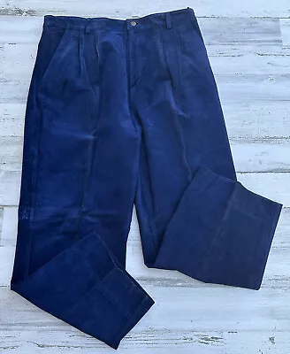 Mens International Male Blue Navy Leather Pants  38x30 Vintage • $55