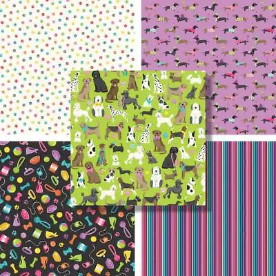 FURRY FRIENDS COTTON FABRIC RANGE By Makower * 10 Doggy Designs * Quilting * ... • £4.72