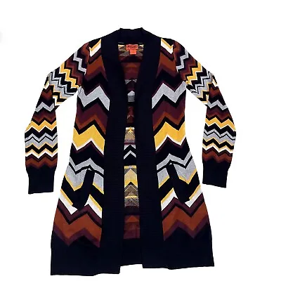 Missoni For Target Womens Cardigan Sweater XS Brown Chevron Open Front Pocket • $23.99