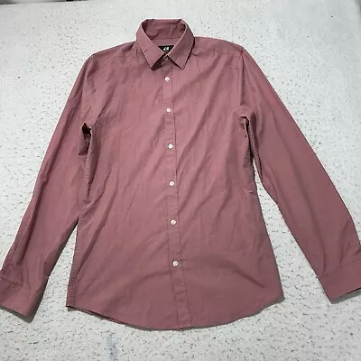 H&M Men's Small Slim Fit Easy Iron Button Down Dress Shirt Light Red/Pink • $17.99