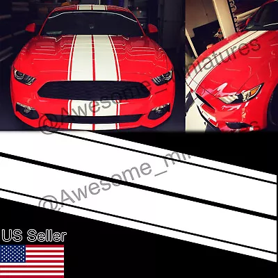 78.7'' White Hood Roof Rally Racing Stripe Decal Vinyl Sticker For Ford Mustang • $23.99