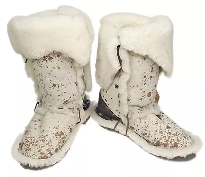 9 Malibu Cowboy Appy Pinto Dark Alpine Genuine Leather Winter Boots USA Womens • $199.20