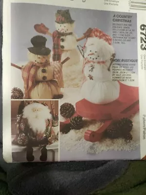 McCalls 6723 Sewing Pattern-Country Christmas-Snowman Santa-Doll/Ornament- UC • $2.75