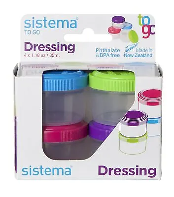 Sistema To Go Mini Dressing Pots Set Of 4 X 35 Ml Food Container Sauce Snack • £4.89