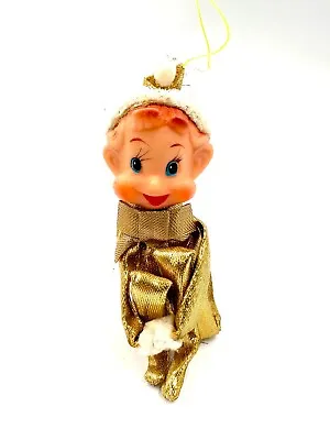 Gold Knee Hugger Pixie Elf Christmas Xmas Shelf Display Ornament Vintage • $28.49