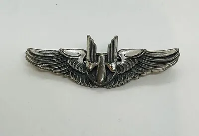 World War 2 WWII Sterling Silver US Military Pilot Gunner Bomber Wings Pin 2” • $99