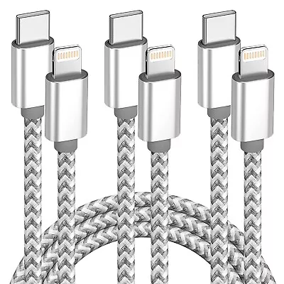 3pack USB C Fast Charger Cable 6ft PD Charging For IPhone 13/12/11 MFi Certified • £7.19