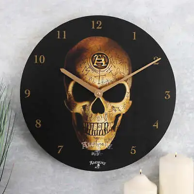 £15 • Buy Alchemy Gothic Omega Skull Clock, Alternative Home Decor, Biker, Gifts For Him