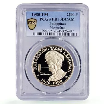 Philippines 2500 Piso General MacArthur Birth Politics PR70 PCGS Gold Coin 1980 • $2499.76