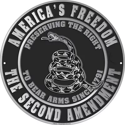 America's Freedom The 2nd Amendment 12  Embossed Metal Circle Sign • $15.99