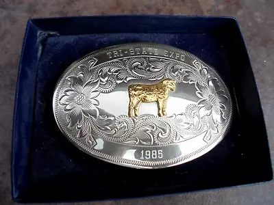 Vintage 1985 Montana Silversmiths German Silver Belt Buckle Lamb Sheep • $19.50