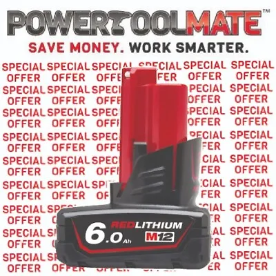 £52.99 • Buy Milwaukee M12B6 12V 6.0Ah REDLITHIUM Li-Ion Battery Genuine