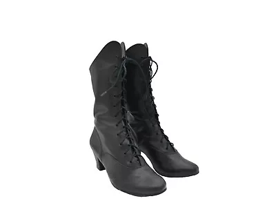 Grishko Black Leather Can Can Saloon Girl Victorian Witch Boots Custom • $75