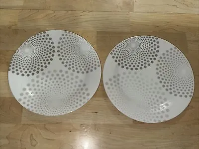 Weight Watchers Portion Control Plates Set Of 2 White Gray Dot Pattern 9.5” • $24.99