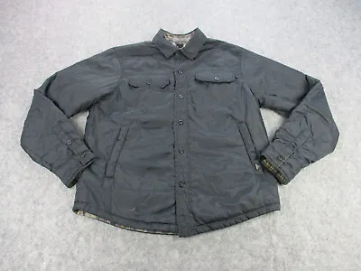 PrAna Jacket Men Small Blue Breathe Reversible Gray Plaid Snap Insulated Coat • $27.96