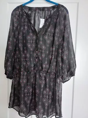 Maurices Black Sheer Southwestern Print Top SZ. 0 • $5