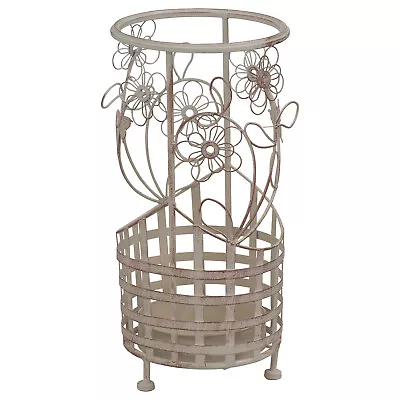 Maribelle Round White Traditional Floral Design Umbrella And Walking Stick Stand • £24.99