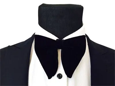 Mens FERUCCI Pre Tied Oversized Bow Tie - Black Velvet Bowtie Mens Big Bow Tie • $59.99