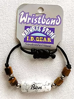 ID Wristband / Bracelet - Natural Stone - Sandblasted Name - Ben - Brand New • £2.99