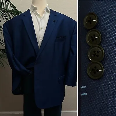 Synrgy Mens Blazer Size 62/64 Royal Blue Sport Coat Big Poly Blend Suit Jacket • $106