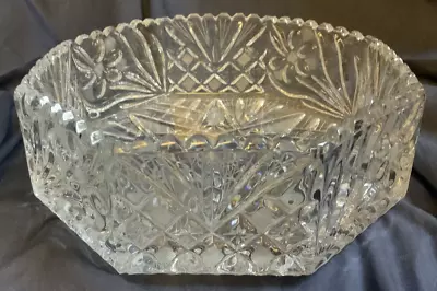 Vintage Polish Octagon Crystal Bowl Irena Collection 9.5” Diameter • $39.95