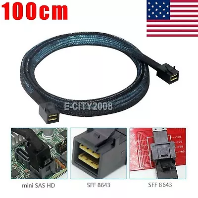 1m Mini SAS HD To Mini SAS HD Internal SAS Cable SFF8643 HD Cable LSI00405 BROAD • $13.49