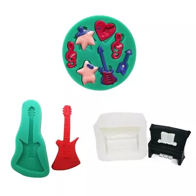 Handmade Guitar Notes Piano Silicone Soap Moulds Chocolate Fondant Molds • £6.04