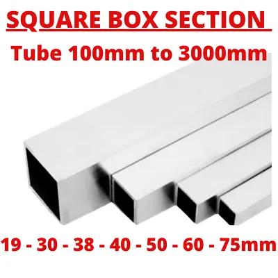 Aluminium Box Section Tube 19mm 30mm 38mm 40mm 50mm 60mm 75mm - Up To 3000mm! • £3.30