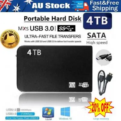 $12.69 • Buy USB 3.0 4TB Mobile Hard Drive Disk High-speed Transmission Hard Disk Drive