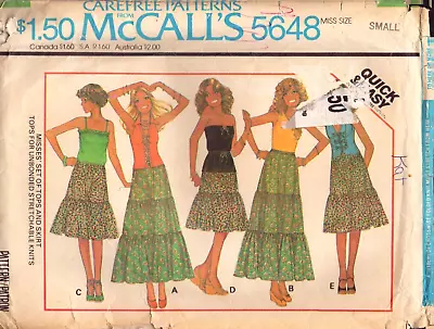 McCall's 5648 ~ VINTAGE 1977-Misses' Set Of Tops And Skirt ~ Size:  Small/ 10-12 • $6.79