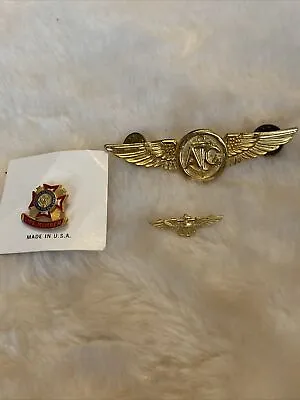 Vintage Military Lot ATC Wings Pin Veteran Foreign Wars Gold Filled  • $16