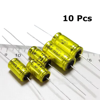 10Pcs100V 1-100uF Audio Capacitor Axial Horizontal NP Electrodeless Electrolysis • $2.80