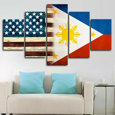American Philippine Flag 5 Piece Canvas Print Wall Art Poster Home Decoration • $161.80