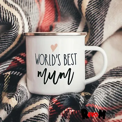 World's Best Mum Enamel Camping Mug - Mum Tin Mug • £13.50