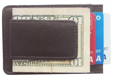 Mens Leather Money Clip Slim Front Pocket Wallet Magnetic ID Credit Card Holder • $10.44