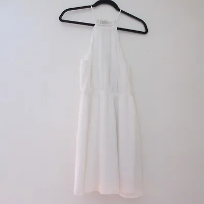 $18.50 • Buy Zara Womens Dress Size S/8 White Goddess Mini High Neck Sleeveless 