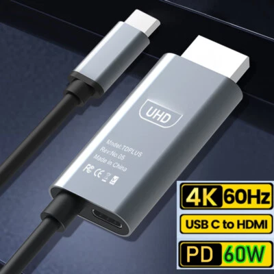 $9.49 • Buy 3.1 USB C To HDMI Cable 4K 60Hz 30Hz Type C To HDMI Adapter With PD 60W Charging