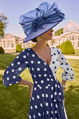 Veni Infantino Dress 36020 Navy Spot Flare Mother Bride Wedding Occasion Guest • £299.99