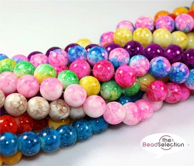 £1.99 • Buy Marbled Glass Beads 200x 6mm 100x 8mm 50x 10mm Colour Choice Jewellery Making