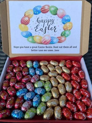 LINDT CHOCOLATE PERSONALISED HAMPER GIFT BOX EASTER EGGS Present Sweet Treats • £17.95