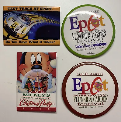 WDW Disney Button Pin Lot Mickeys Christmas Party Test Track Epcot Flower Garden • $2