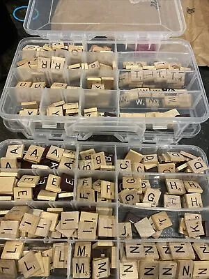 Wood AUTHENTIC Scrabble Tiles Tan W/ Engraved Black Letters Single Individual • $4