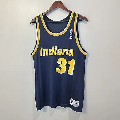 NBA Vintage Reggie Miller #31 Indiana Pacers Champion Jersey ~ Size 44 Blue • $58.45