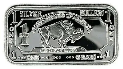 $11.99 • Buy (5) 1 Gram 0.999+ Pure Silver - Buffalo Bars