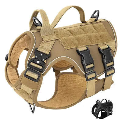 Military Tactical Dog Harness No Pull Reflective Adjustable Training Vest Handle • $62.69