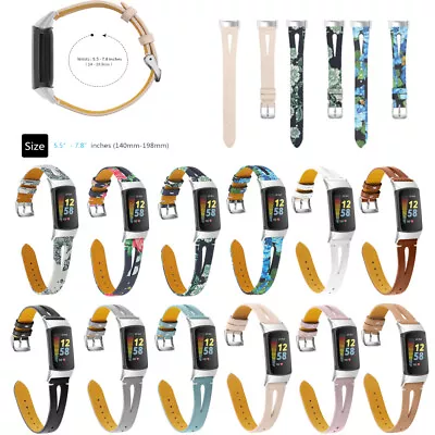 $15.09 • Buy For Fitbit Charge 5/4/3/2 Fashion Slim Thin Leather Watch Replacement Band Strap