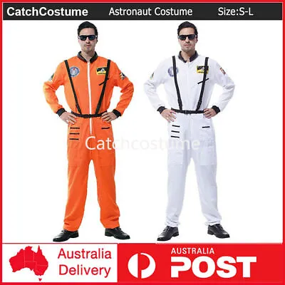 Adult Astronaut Costume Jumpsuit Pilot Men Space Camp Suit Book Week Cosplay S-L • $36.09