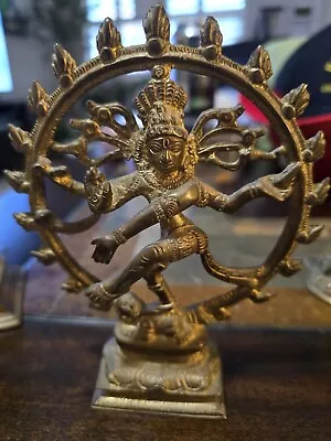 Vintage 6.5” Tall Lord Nataraja Brass Shiva Dancing Idol. • $30